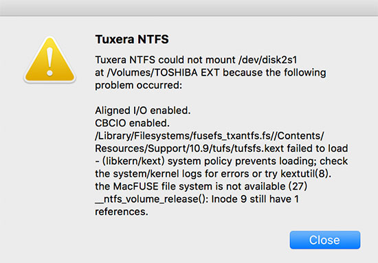 NTFS for Mac升级后移动硬盘读写错误的解决方法