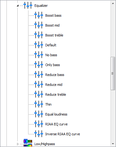 “均衡器”可批量设置的效果界面