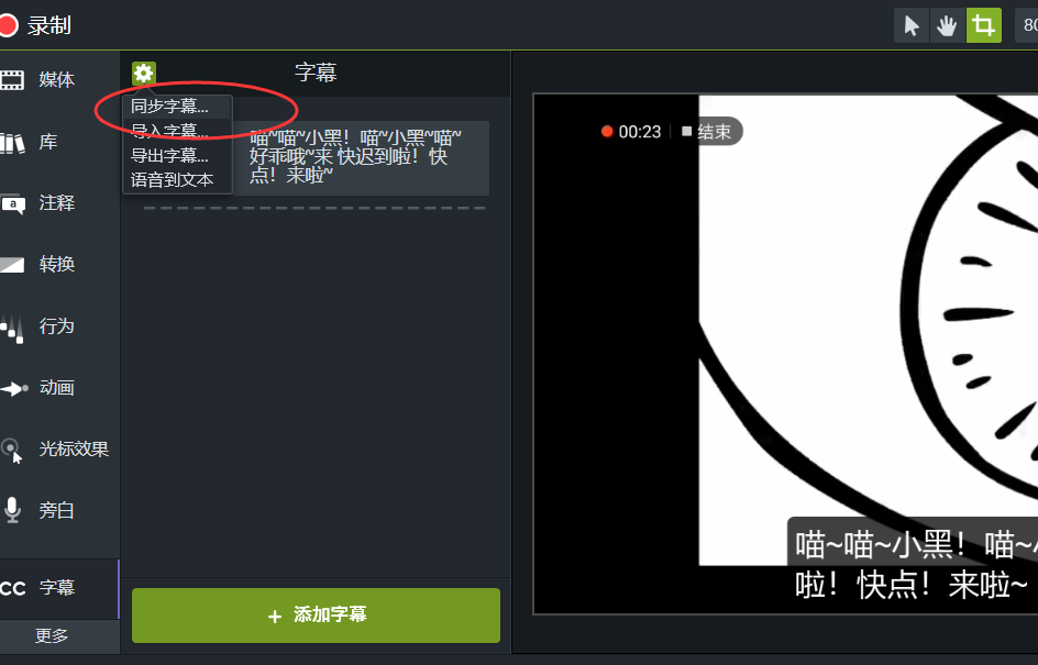 用Camtasia为罗小黑制作视频字幕