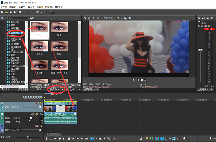 VEGAS 17保留视频单色效果的方法