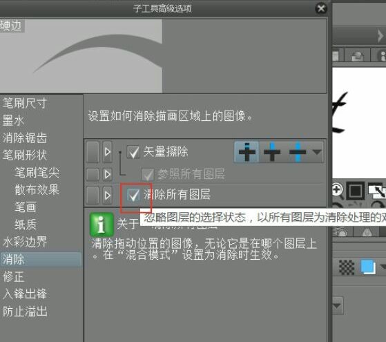 图6 设置贯穿图层擦除