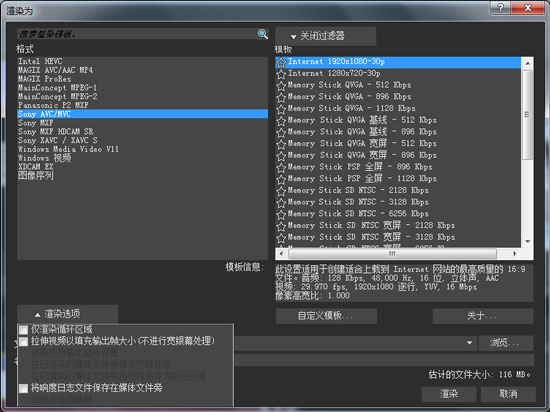 Vegas渲染的全部选项