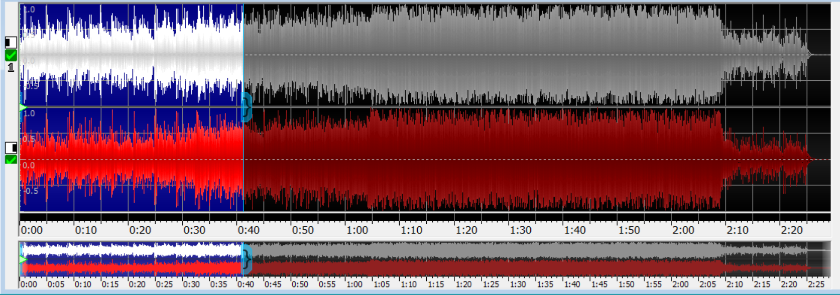 图片3:GoldWave修剪开始前(下)后(上)对比