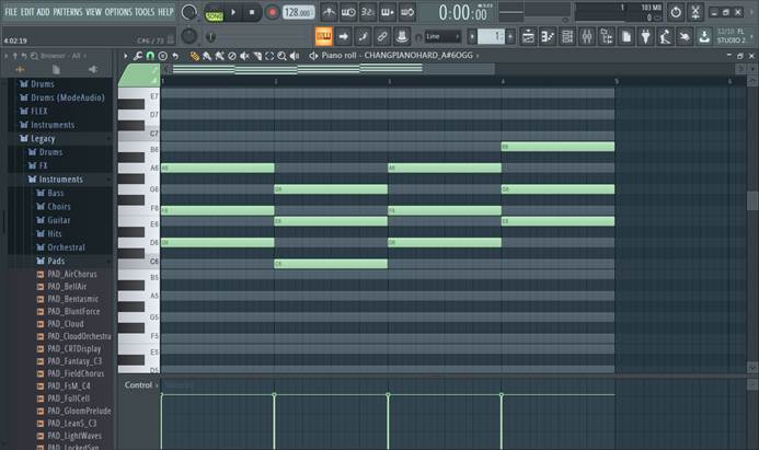 使用FL Studio中自带的钢琴编写和弦