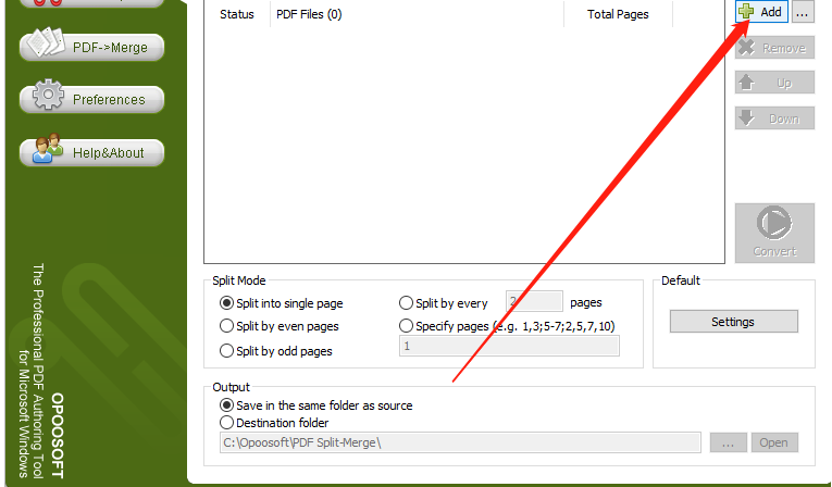 Opoosoft PDF Split Merge合并PDF文件的方法