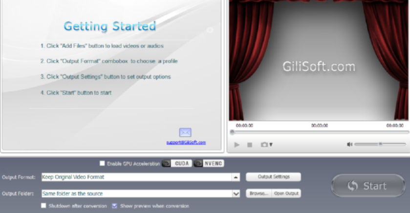 GiliSoft Video Converter剪切视频文件的使用方法