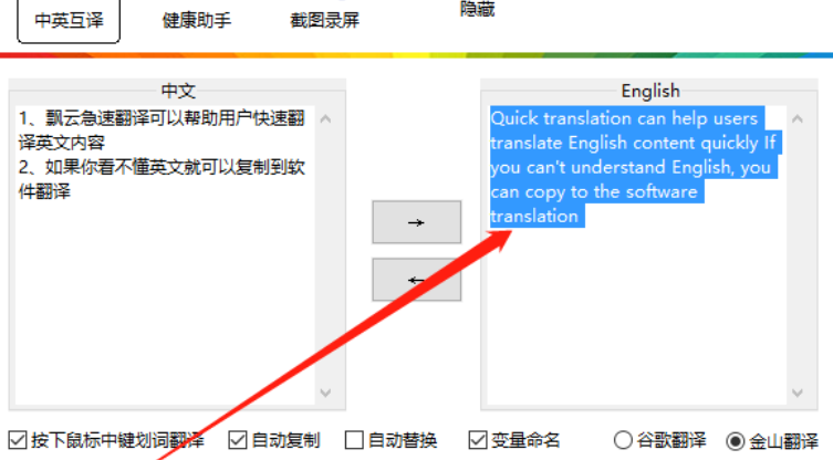 飘云急速翻译将中文翻译成英文的使用技巧