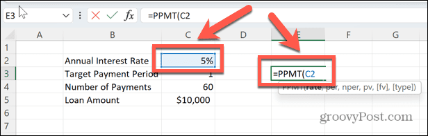 在 Excel 中如何使用 PPMT 函数。