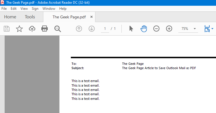 如何在 MS Outlook 中将电子邮件转换为 PDF 格式并另存为文件