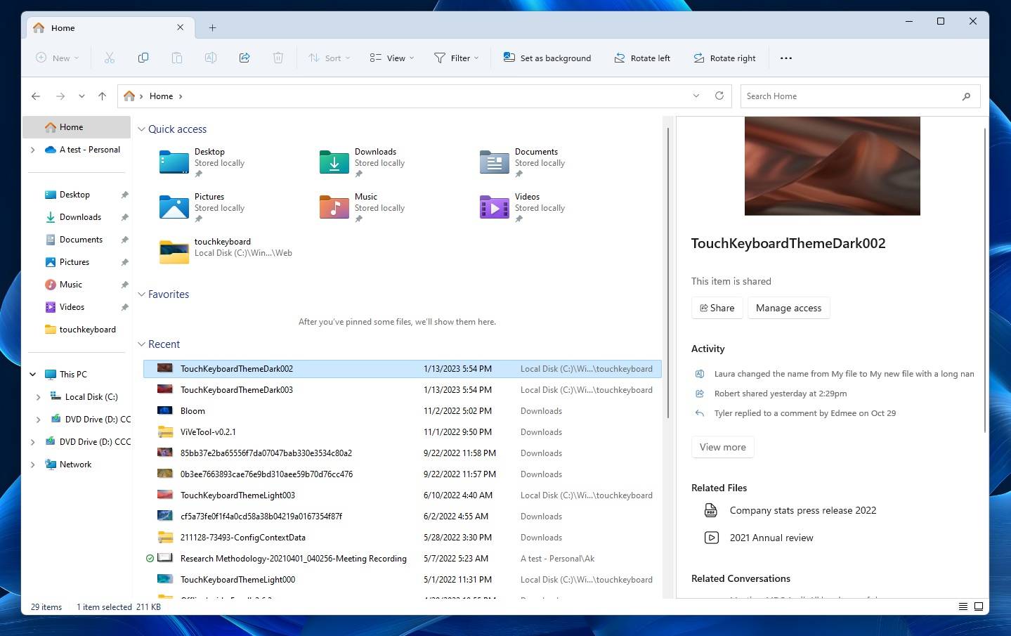 体验 Windows 11 新泄露的现代化设计的文件资源管理器