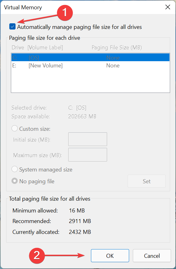 如何在 Windows 11 中重置虚拟内存（页面文件）？