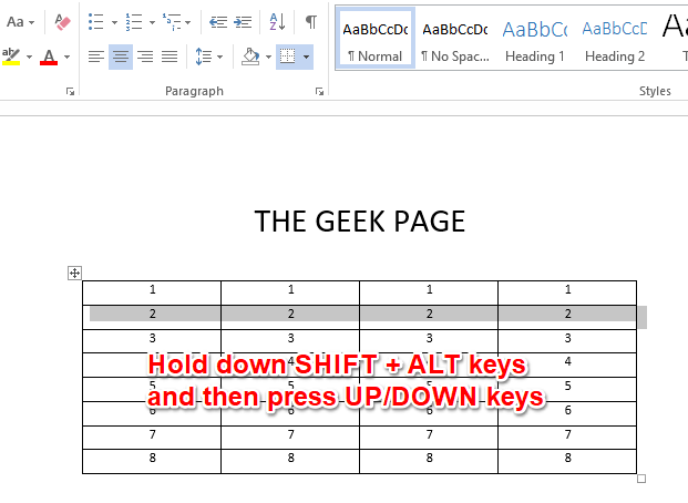 如何在 Microsoft Word 表格中移动行或列位置？