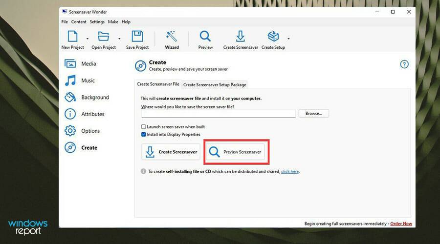 如何在 Windows 上创建自定义的屏幕保护程序文件(.scr)？
