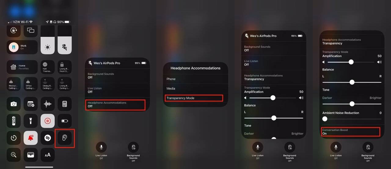 使用 AirPods Pro 的对话增强功能的步骤