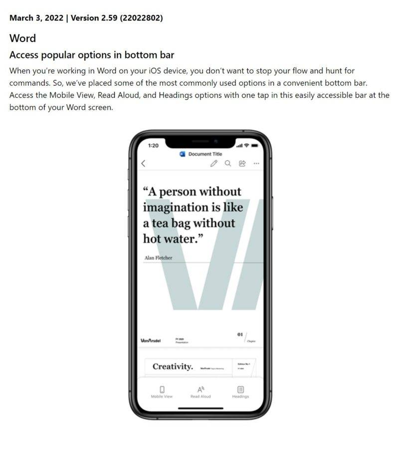“iOS Office Insider Preview Build 更新，增加新的底栏界面”