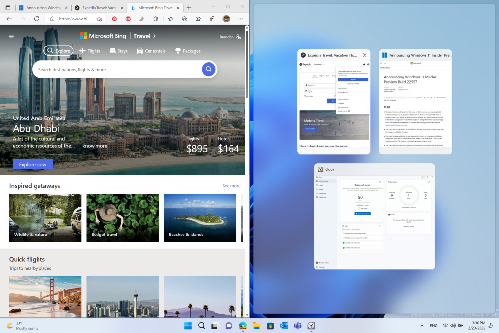 Windows 11 Dev Build 22563 改进了任务栏平板模式，带来了更新更改。