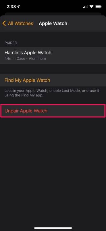 如何取消配对 Apple Watch