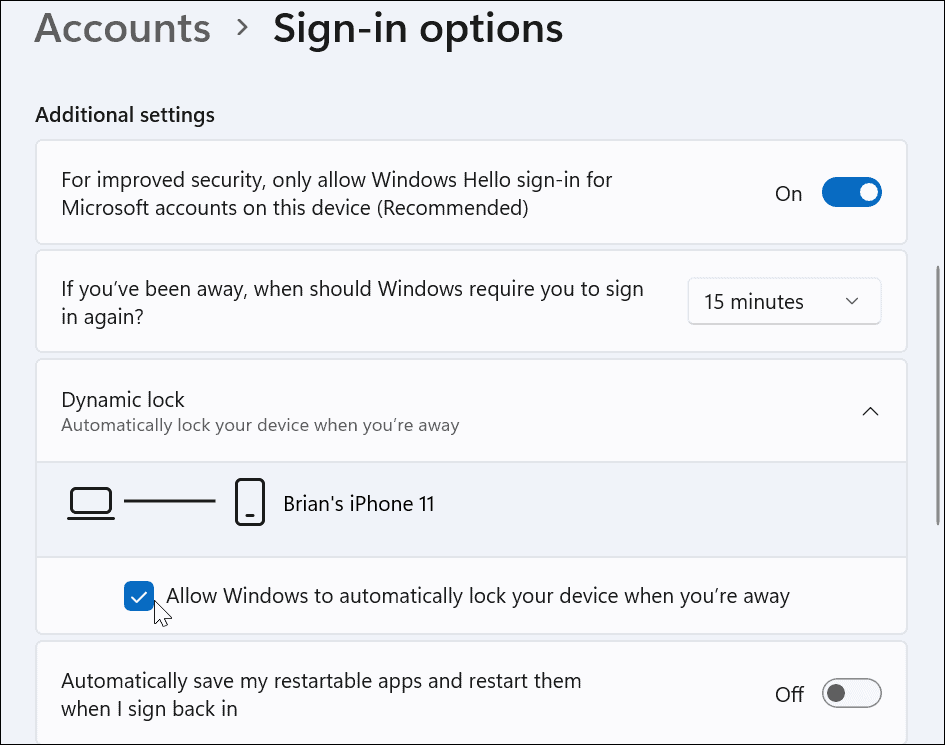 如何在 Windows 11 上使用动态锁定