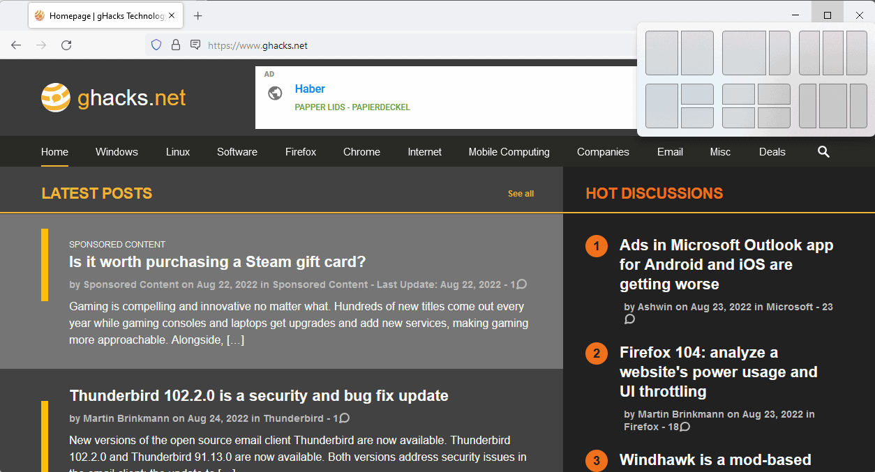 Windows 11 版本 22H2:改进的快照功能