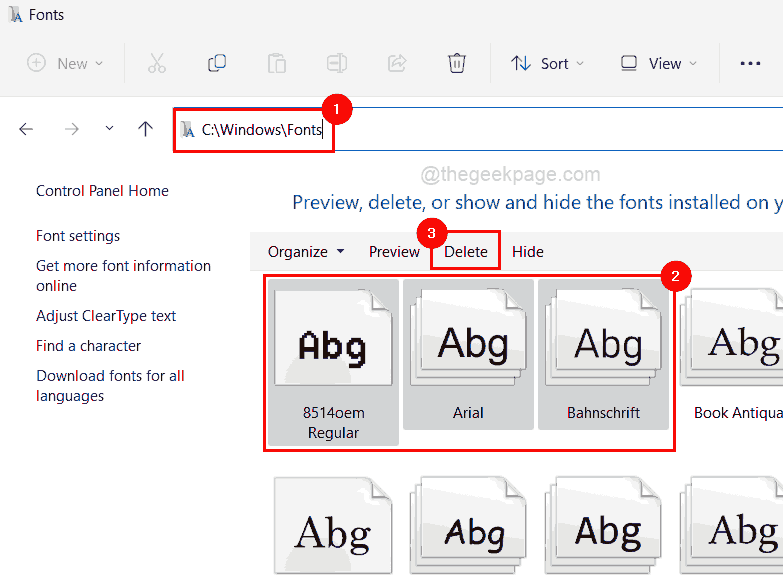 如何在Windows 11中卸载字体？