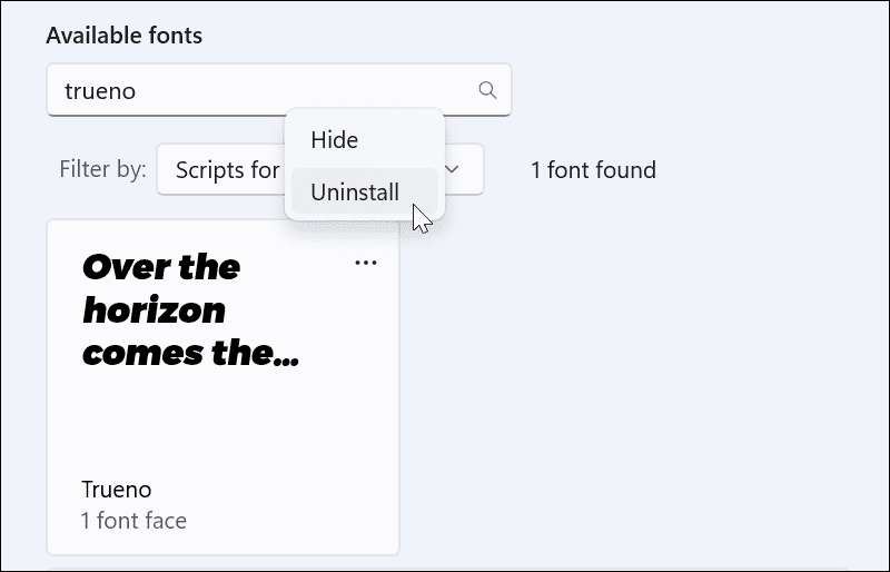 如何在 Windows 11 上安装或卸载字体