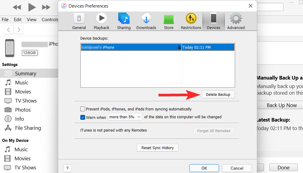 如何在 Windows 11 上删除 iTunes 备份