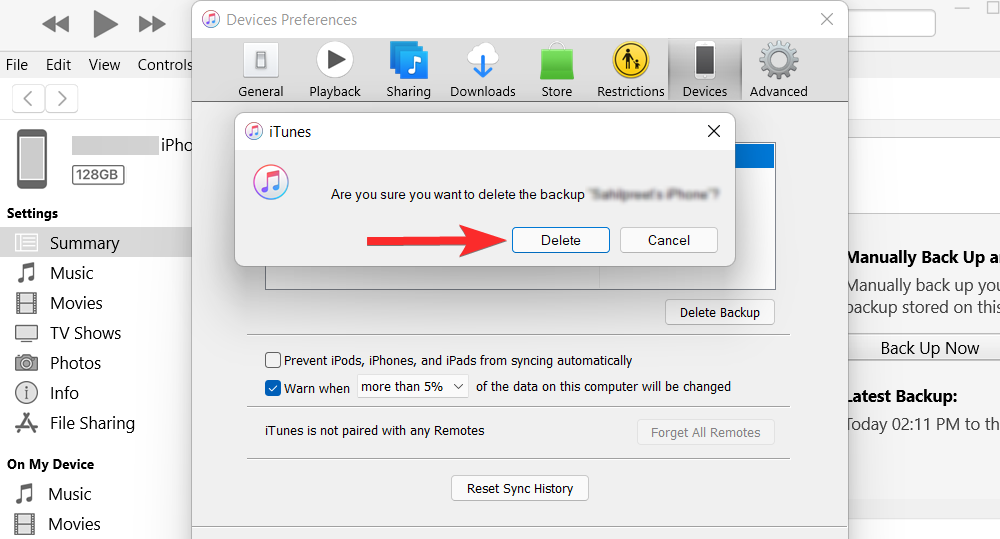 如何在 Windows 11 上删除 iTunes 备份