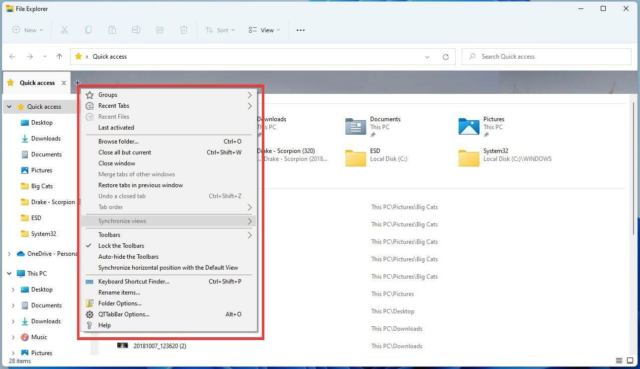 如何将 QT TabBar 添加到 Windows 11 文件资源管理器