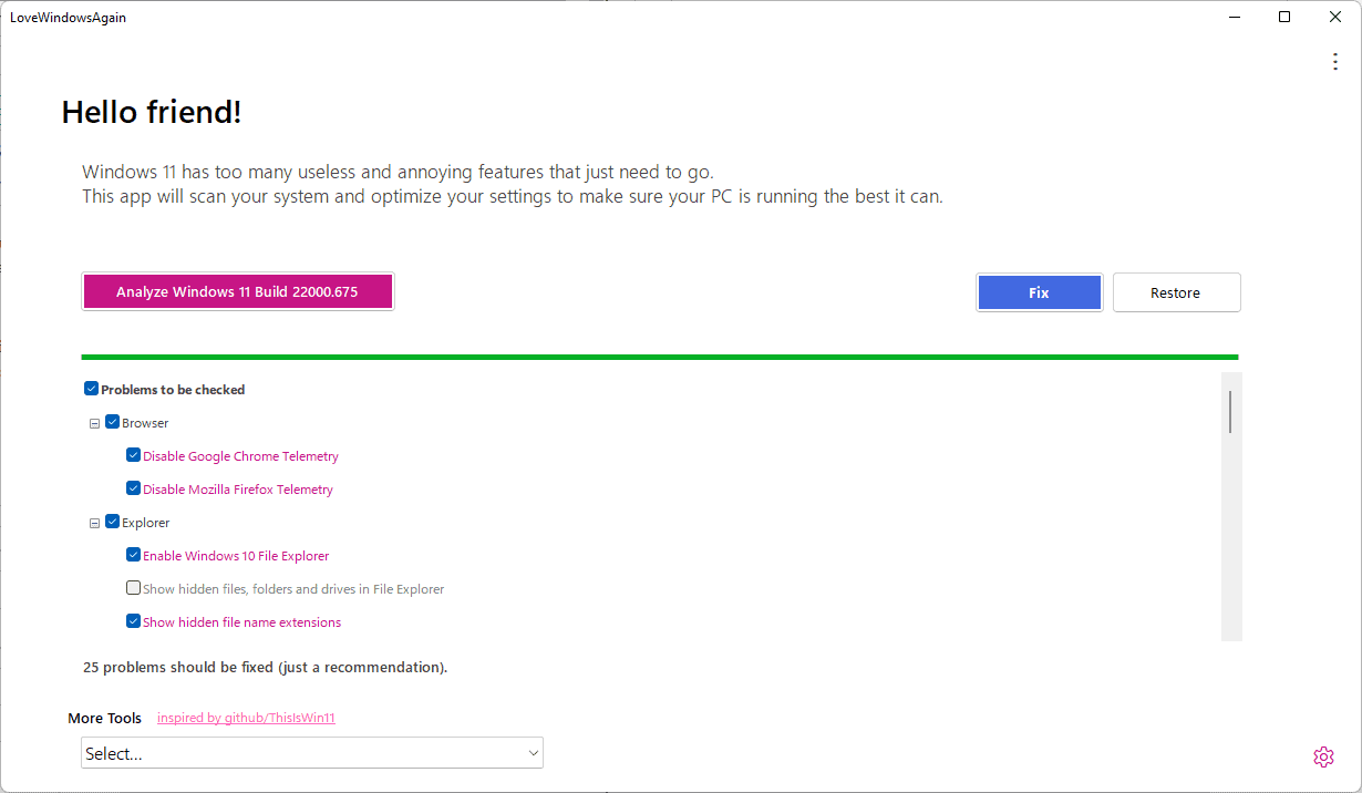 LoveWindowsAgain：单击几下即可修复 Windows 11 问题