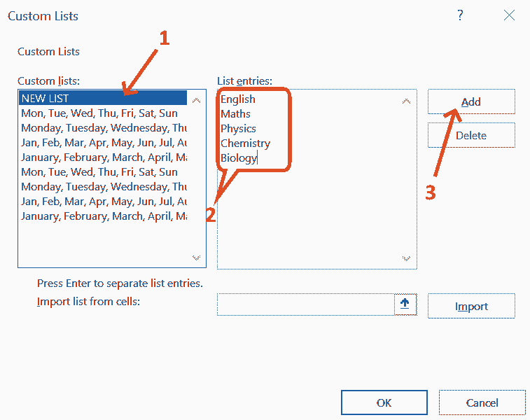 如何在 Excel 中逐步创建自定义列表
