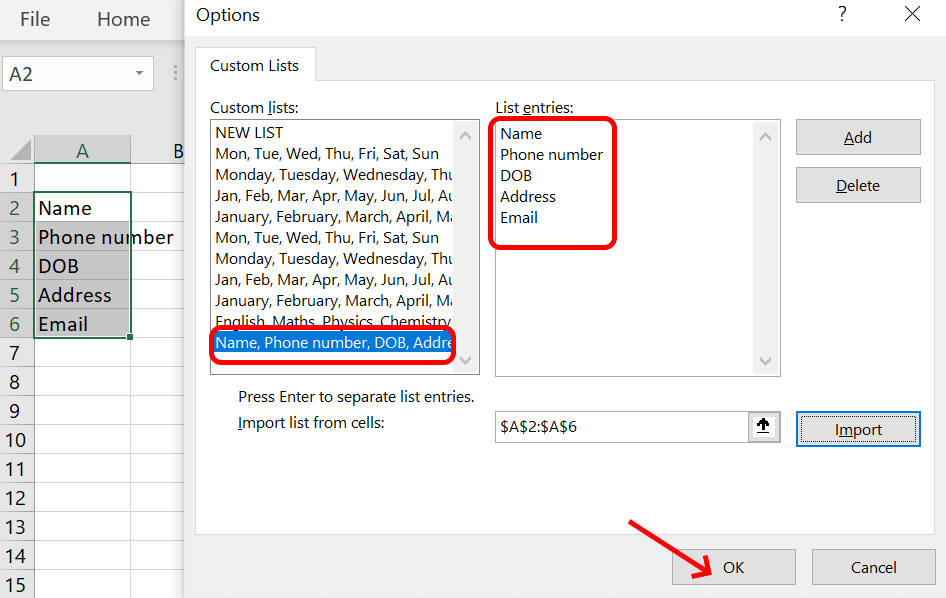 如何在 Excel 中逐步创建自定义列表
