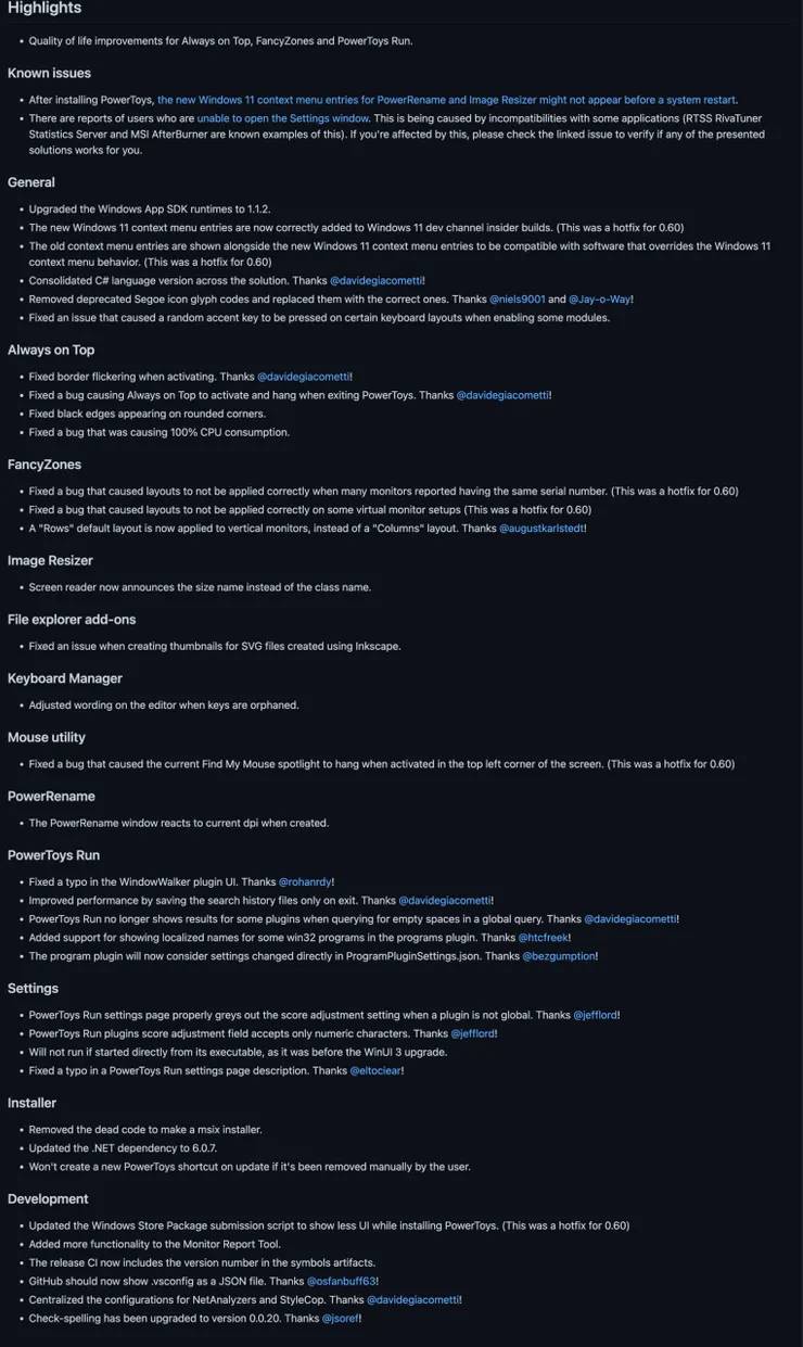 Microsoft PowerToys v0.61.0 现在可用，并进行了许多改进