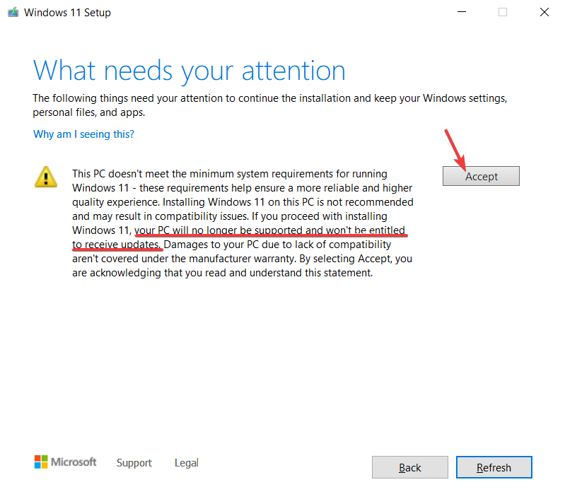如何绕过无权更新消息的 Windows 11