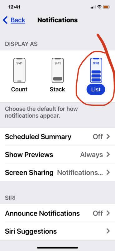如何在 iOS 15 及以上版本的设备上恢复旧的锁屏通知样式？