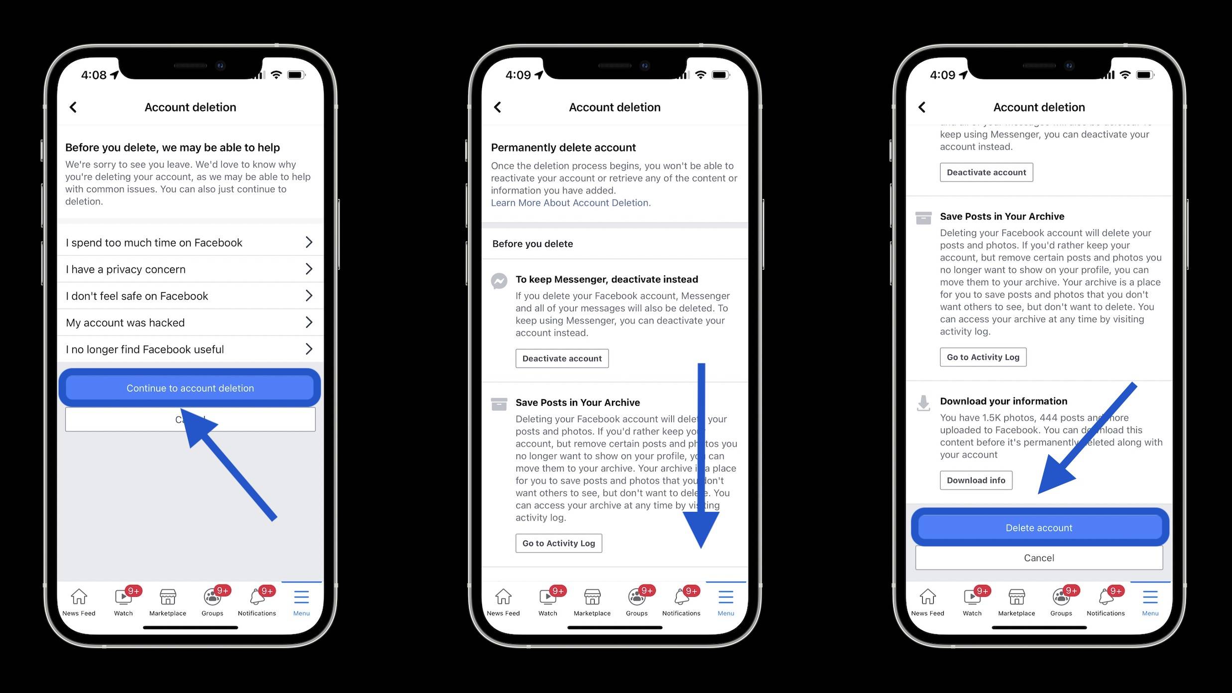 如何在 iPhone 上修改 Facebook 隐私设置或永久删除您的账户？