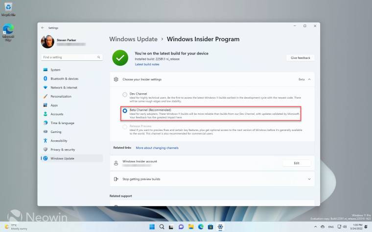 如何从Win11 Dev频道切换到Win11 Beta版本？