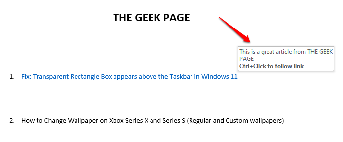 在 MS Word 中如何添加屏幕提示？