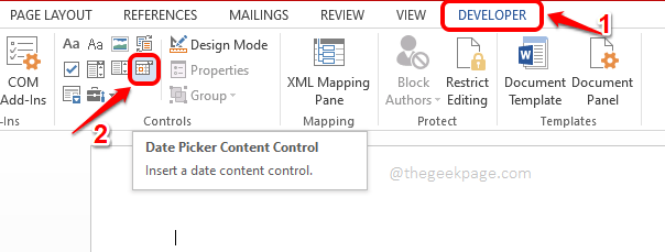 如何在 Microsoft Word 中插入日期选择器