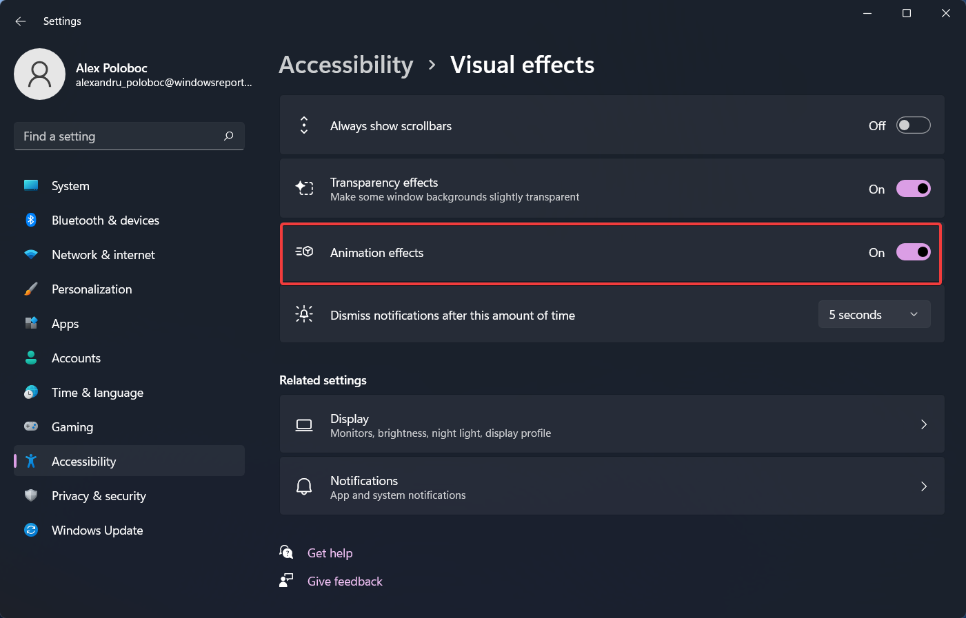 如何关闭 Windows 11 的动画效果？