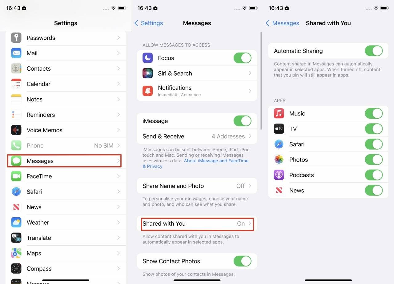 如何在 iOS 15 上使用与您共享
