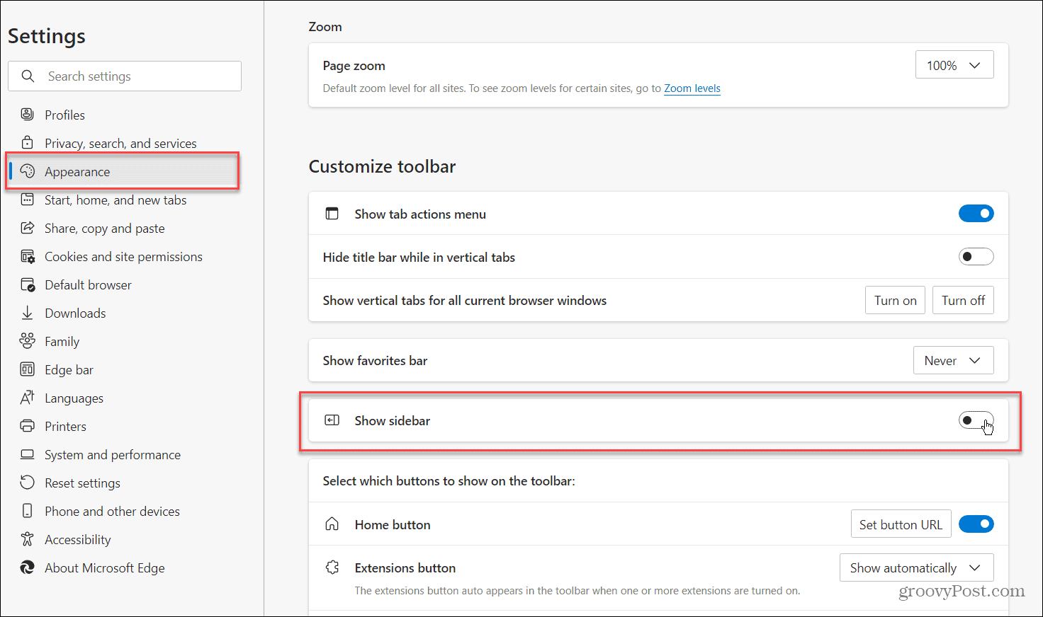 如何禁用 Microsoft Edge 的侧边栏？
