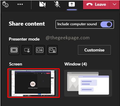如何在 Microsoft Teams 上共享屏幕并包含系统声音?