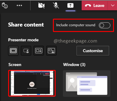 如何在 Microsoft Teams 上共享屏幕并包含系统声音?