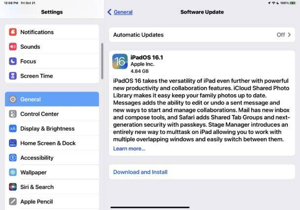 iPadOS 16 的安装指南