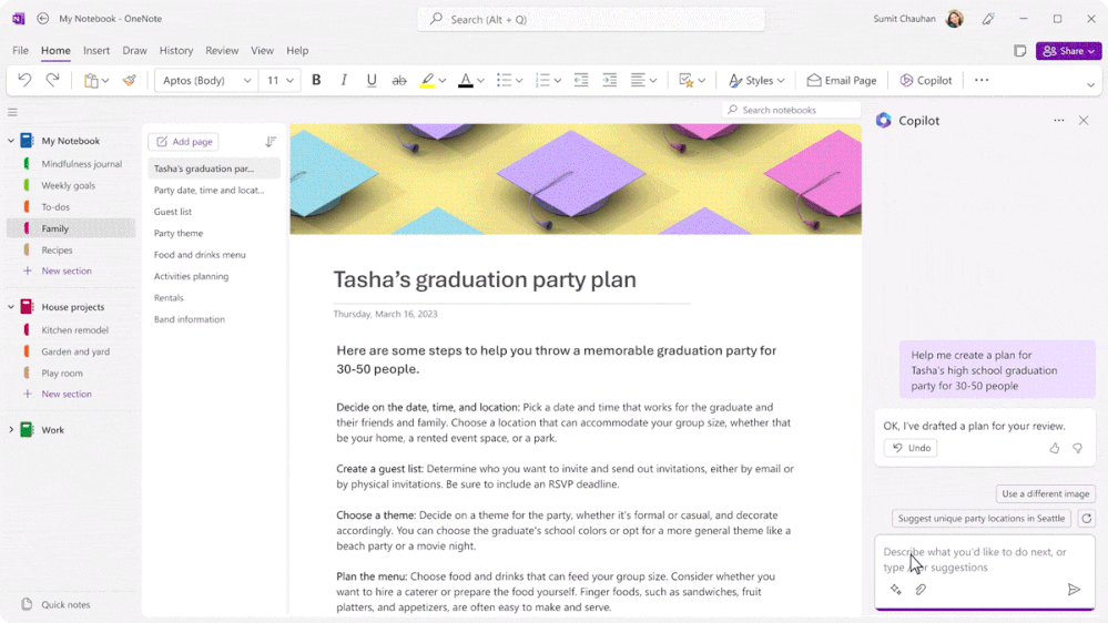 了解 OneNote Copilot: 大脑中的 AI 笔记助手