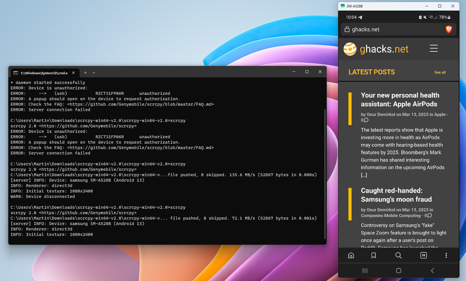 如何使用桌面计算机显示和操控您的 Android 设备