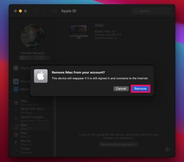 如何在 Mac 上从 Apple ID 中删除旧设备