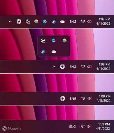 如何在Windows 11 22H2中禁用通知区域中所有应用程序图标？