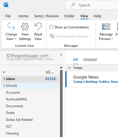 如何修复 Outlook 中缺少的文件夹窗格问题