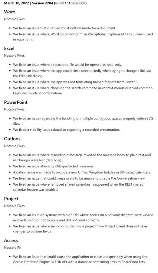 Windows Office 版本 2204（内部版本 15109.20000）现在向 Beta 频道订阅者推出